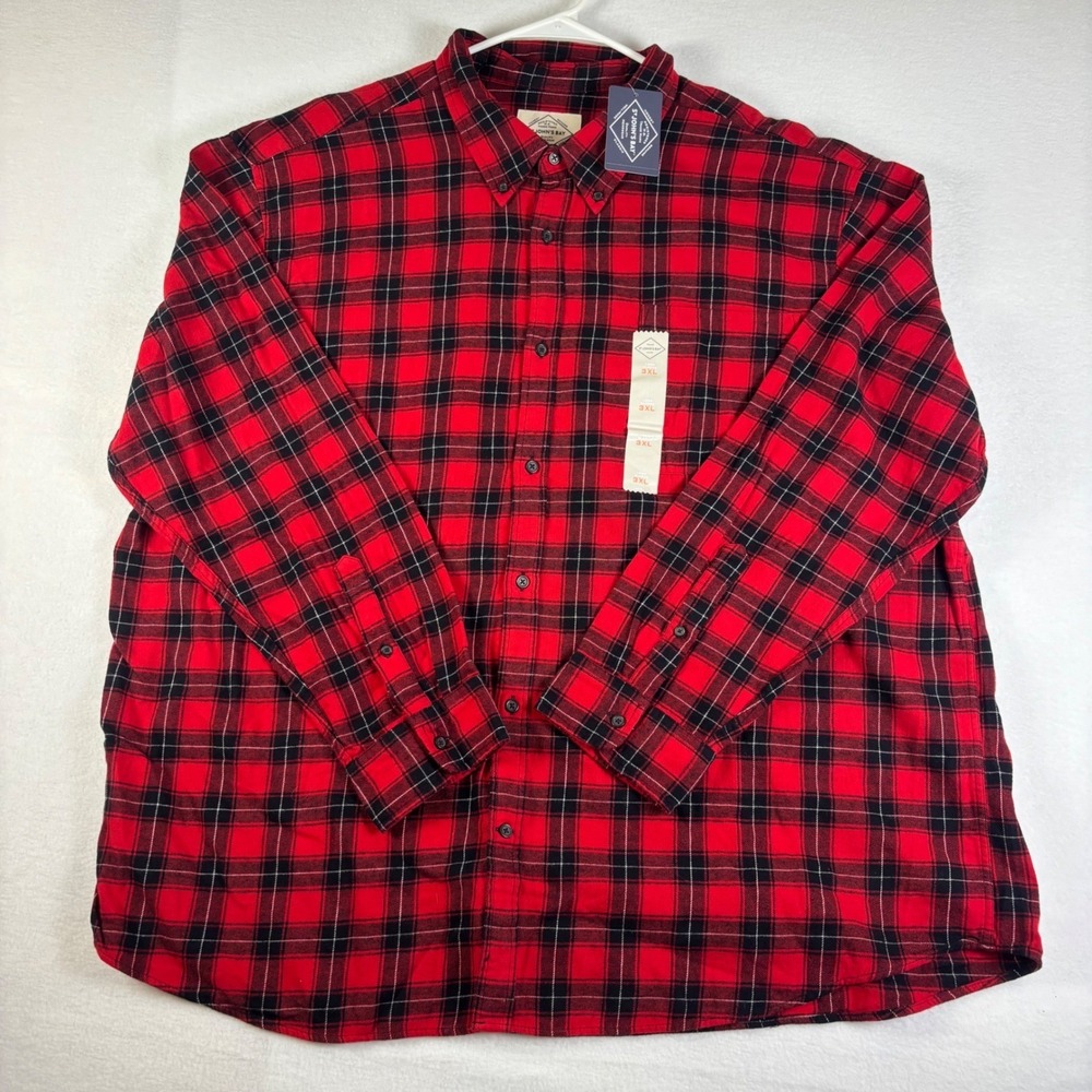 St Johns Bay Mens 3XL Red Tartan Plaid Flannel Shirt Long Sleeve Super Soft NWT